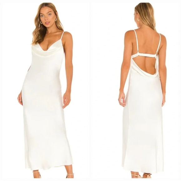 NWT L'Academie Revolve Rumi Low Back Maxi Dress in Ivory Size S - Picture 1 of 10